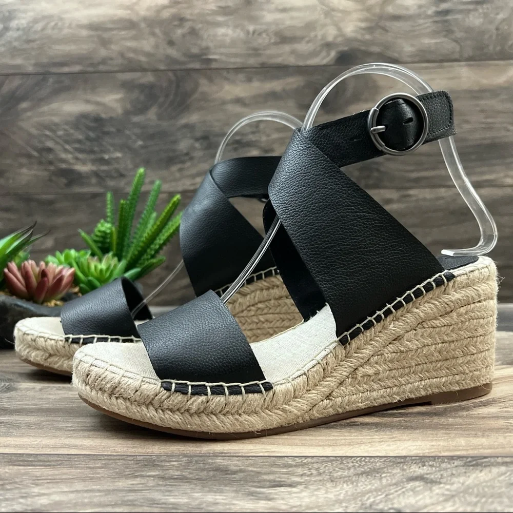 NEW Splendid Addie Leather Ankle Strap Espadrille Wedge Sandal 8M